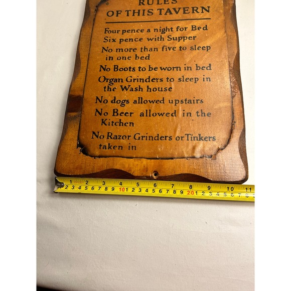 Vintage MCM Rules of this Tavern Wood Plaque Wall Hanging 11"x16" Country Charm - Picture 4 of 9